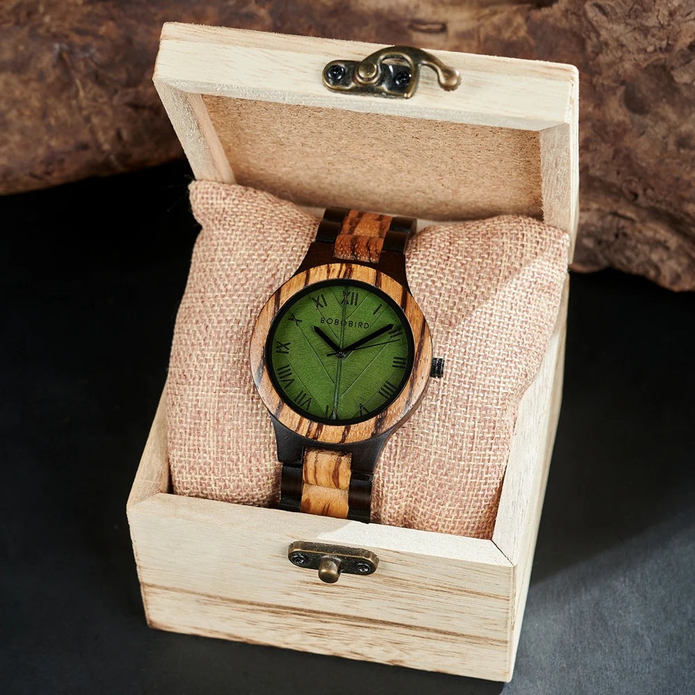 Verde Classico – Roman Leaf Dial Wood Watch Series