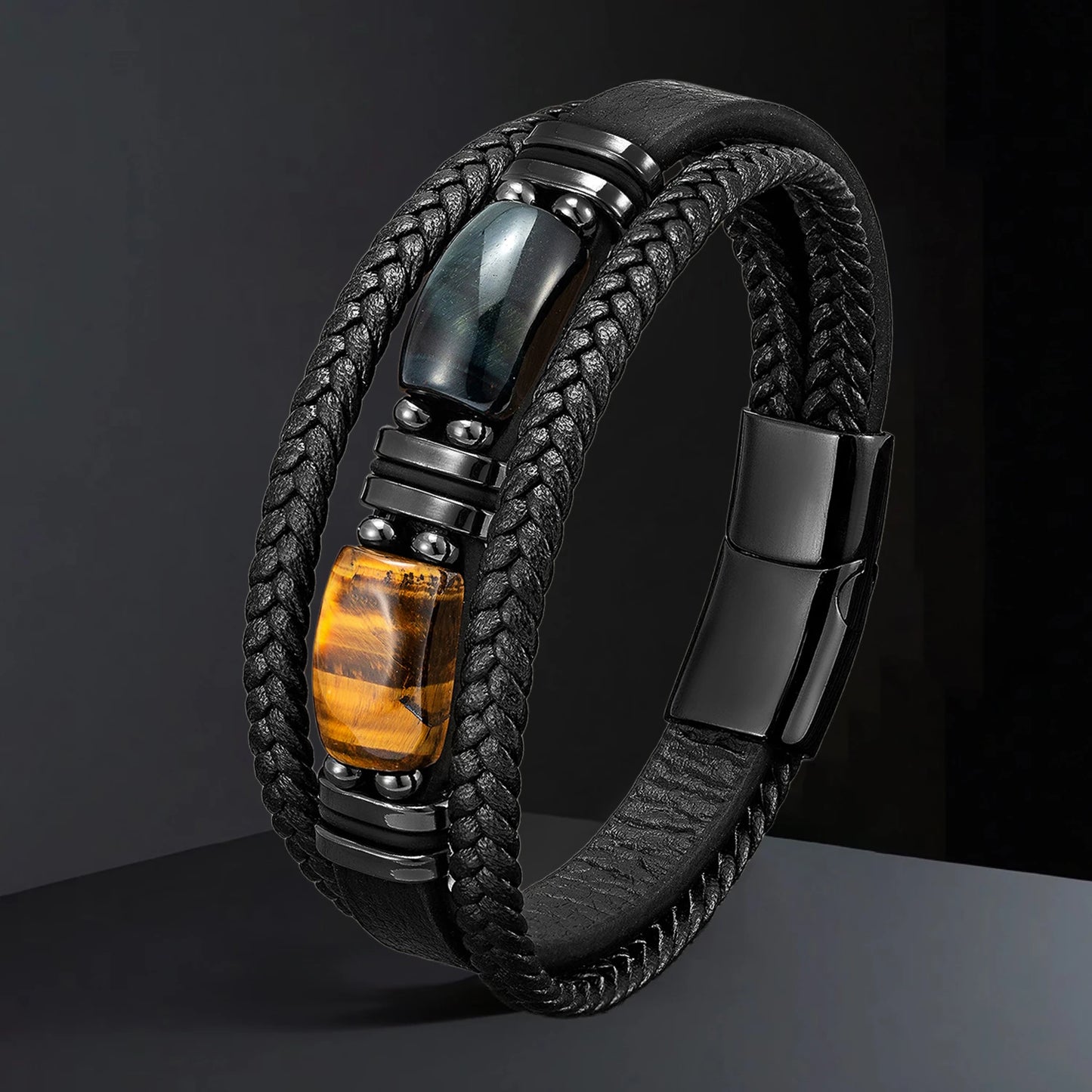 TitanCore Gemstone Leather Bracelet
