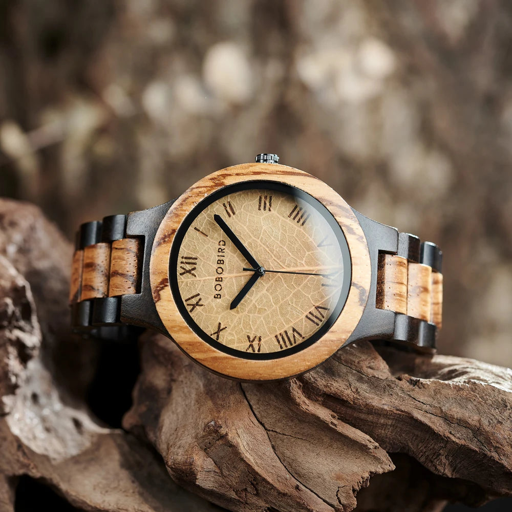 Verde Classico – Roman Leaf Dial Wood Watch Series
