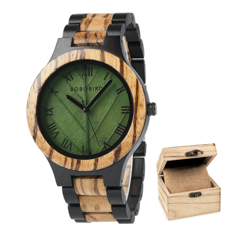 Verde Classico – Roman Leaf Dial Wood Watch Series