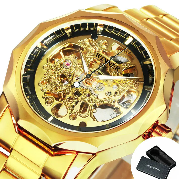 WINNER “Eclipse Steel” Skeleton Mechanical Watch