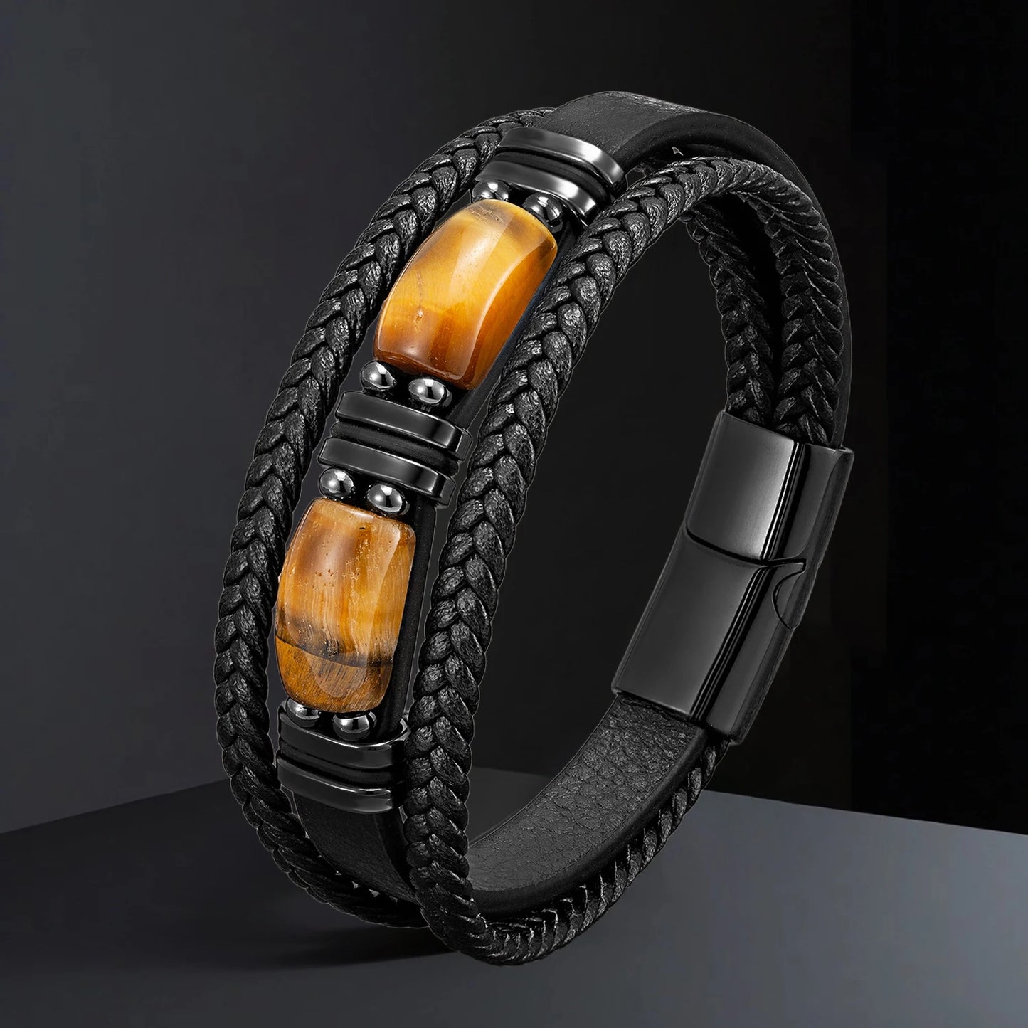 TitanCore Gemstone Leather Bracelet