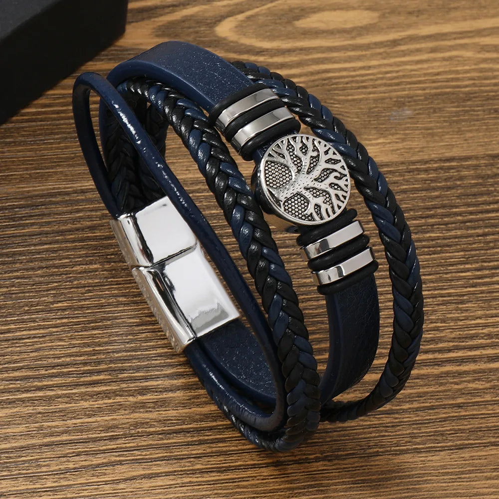 Valknut Nordic Compass Leather Bracelet