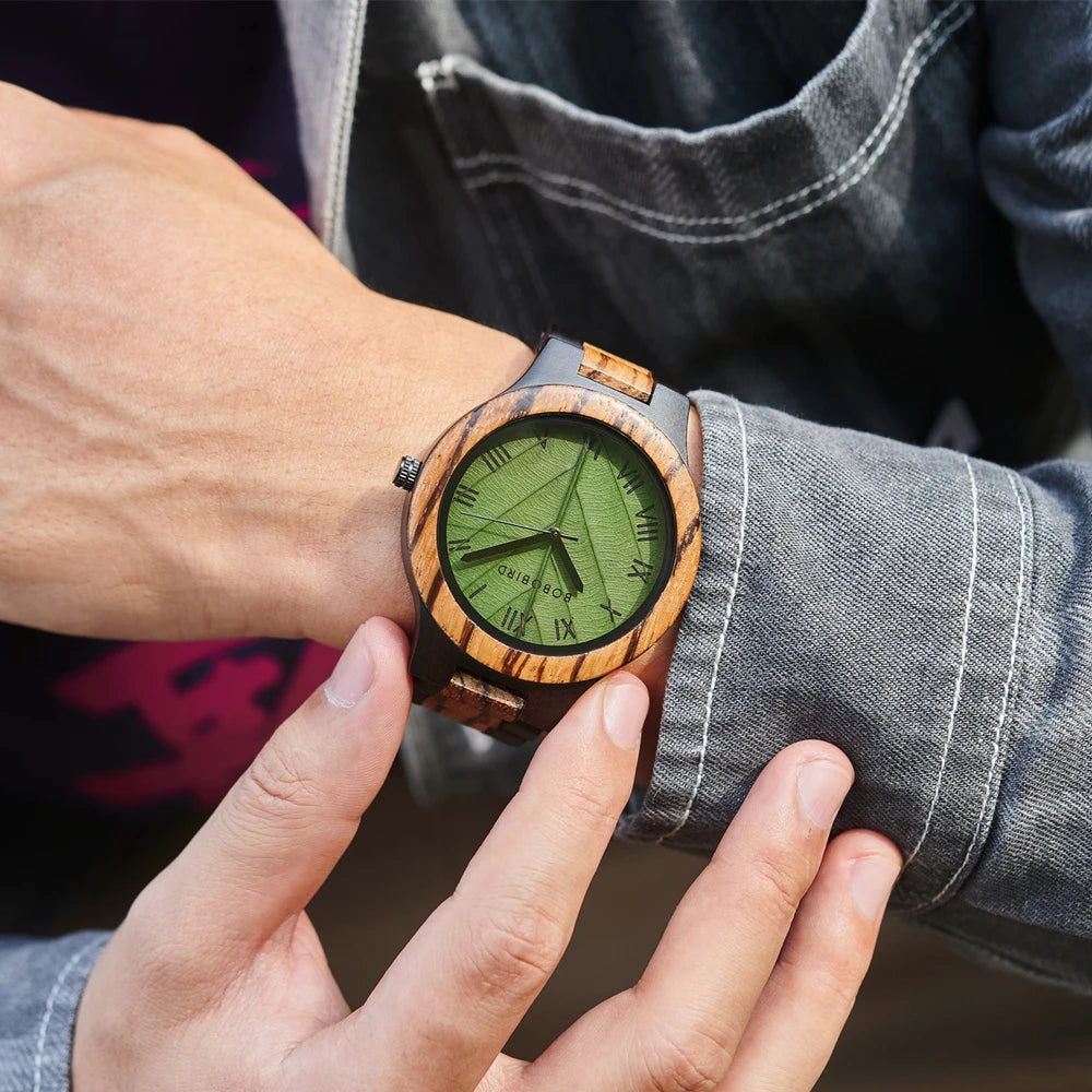 Verde Classico – Roman Leaf Dial Wood Watch Series
