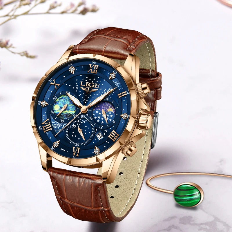 LIGE Celestial Chronograph Moonphase Watch