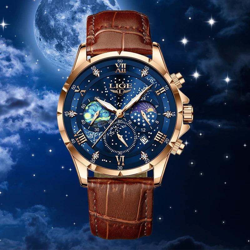 LIGE Celestial Chronograph Moonphase Watch