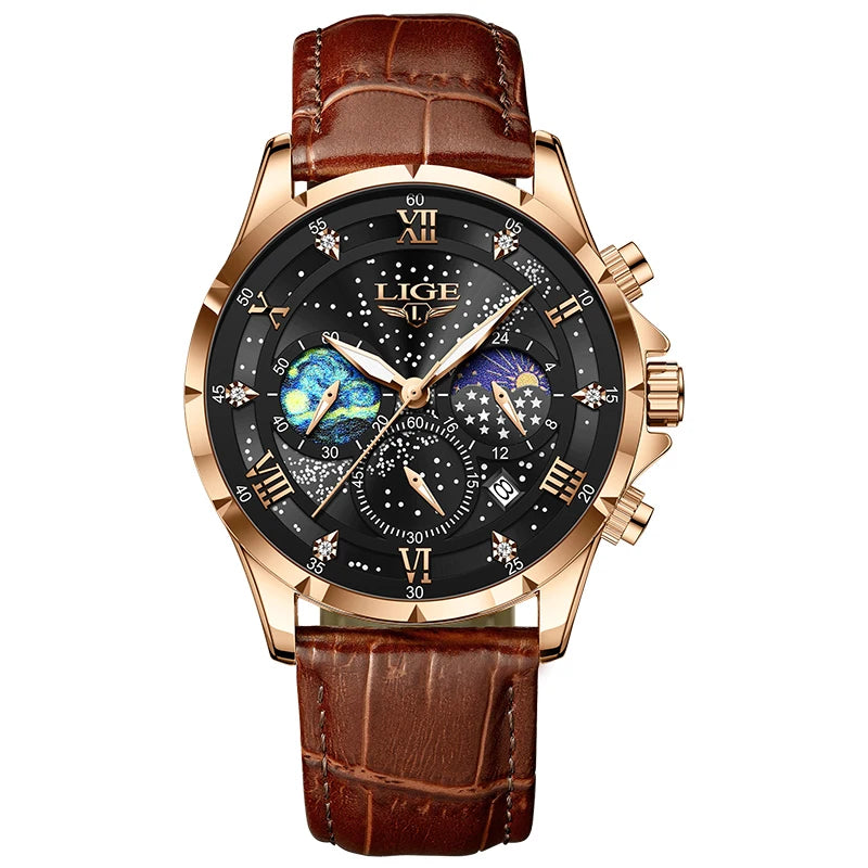 LIGE Celestial Chronograph Moonphase Watch