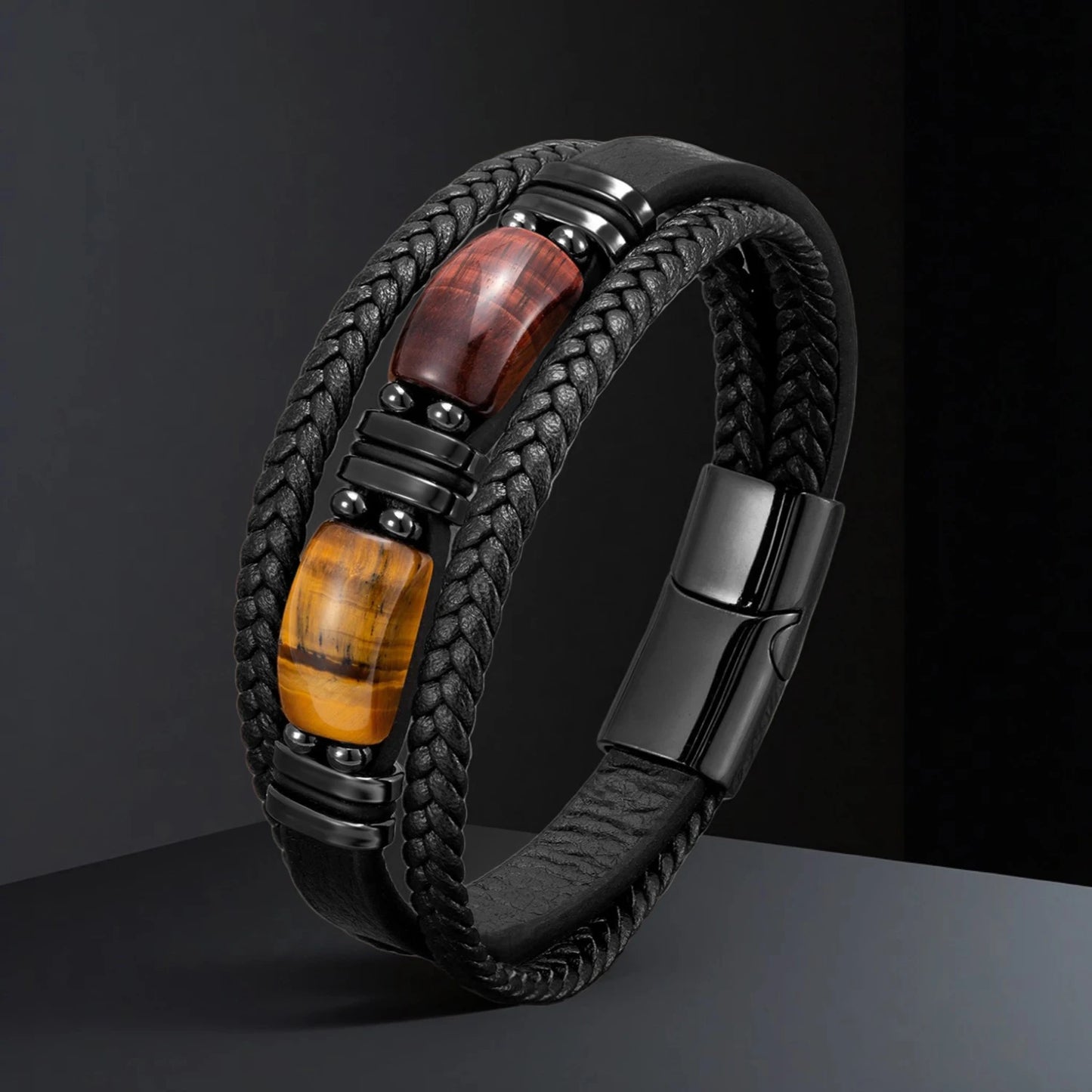 TitanCore Gemstone Leather Bracelet