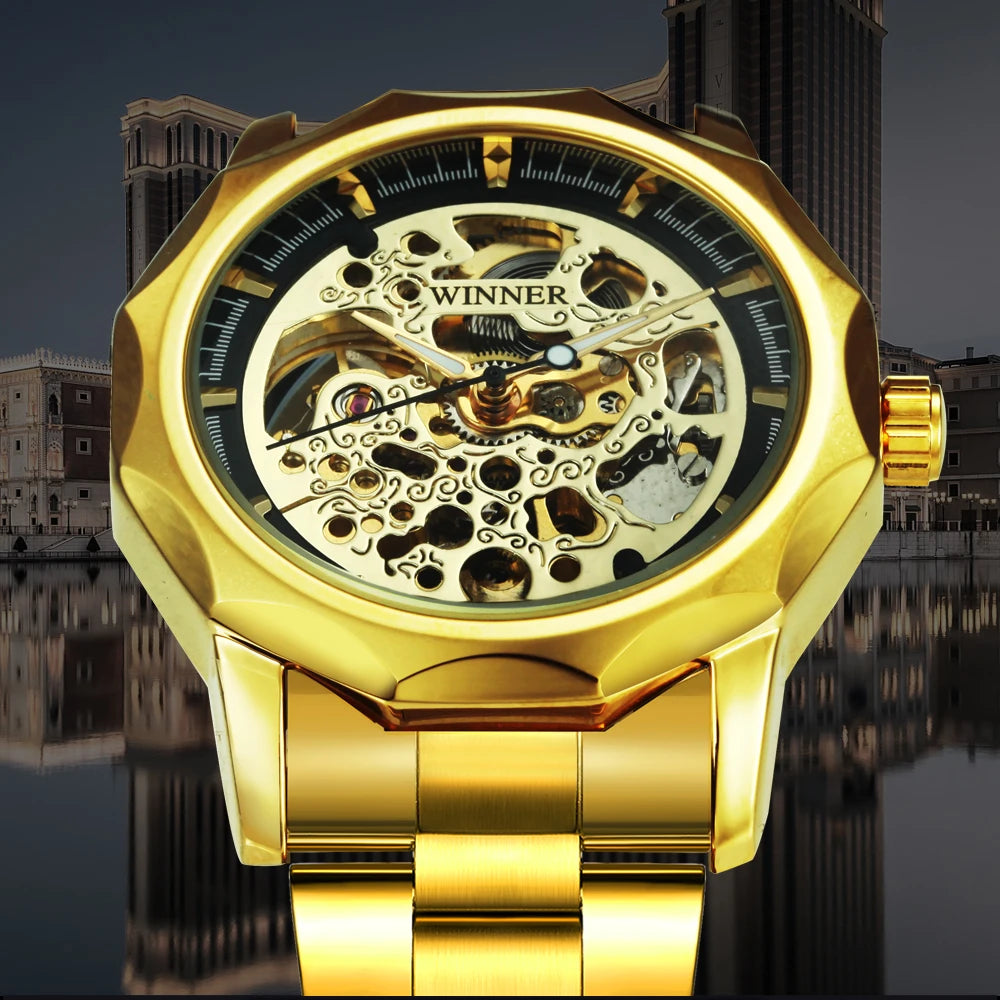 WINNER “Eclipse Steel” Skeleton Mechanical Watch