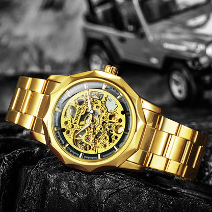 WINNER “Eclipse Steel” Skeleton Mechanical Watch