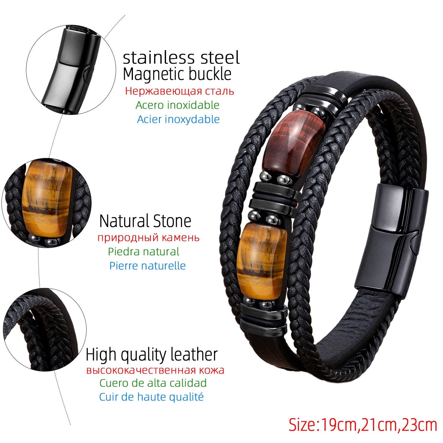 TitanCore Gemstone Leather Bracelet