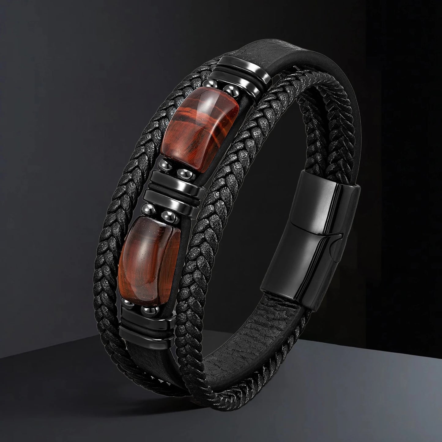 TitanCore Gemstone Leather Bracelet