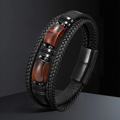 TitanCore Gemstone Leather Bracelet
