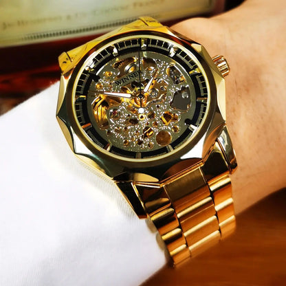 WINNER “Eclipse Steel” Skeleton Mechanical Watch