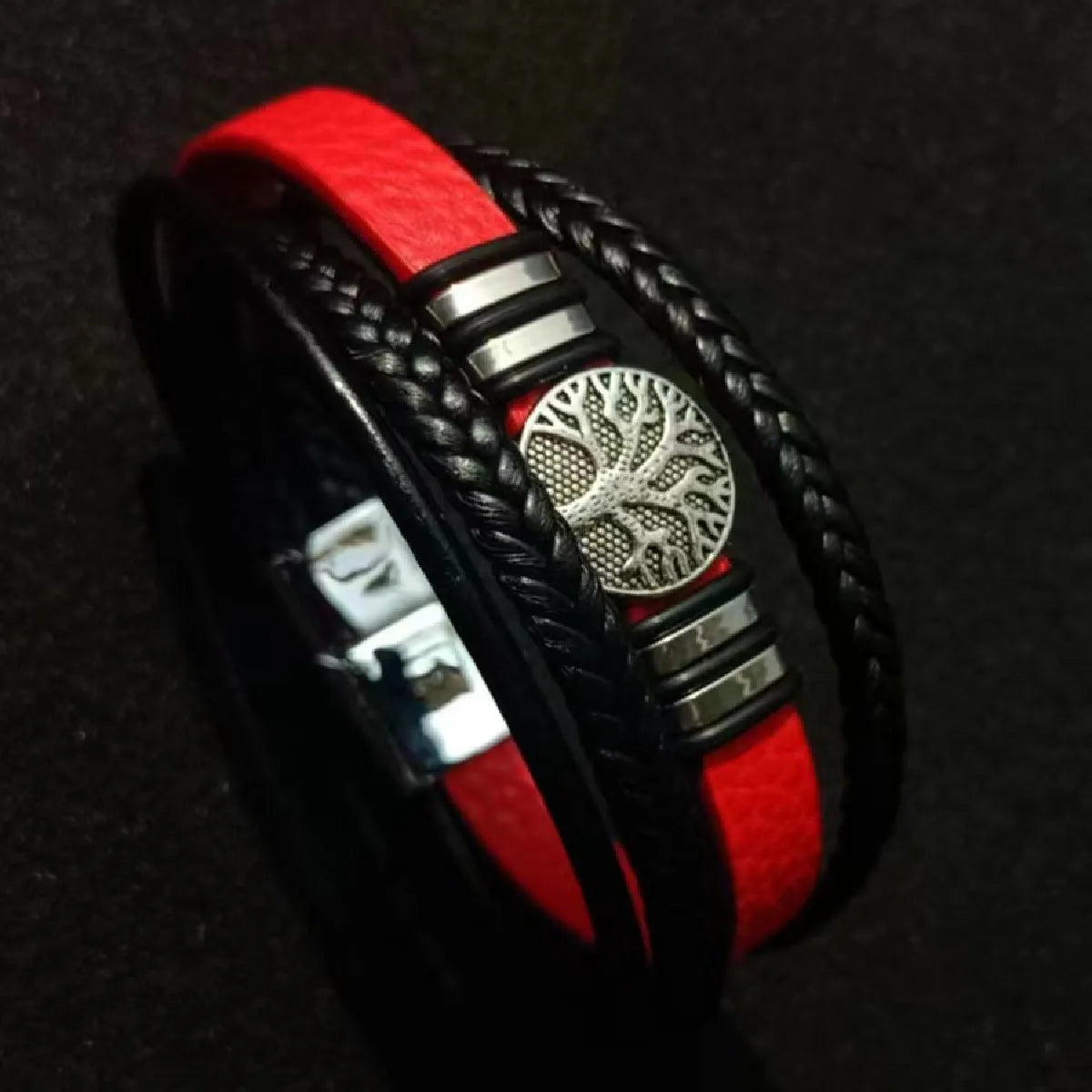 Valknut Nordic Compass Leather Bracelet