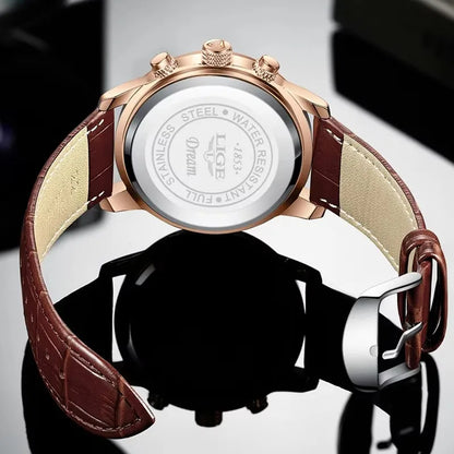 LIGE Luxury Leather Quartz
