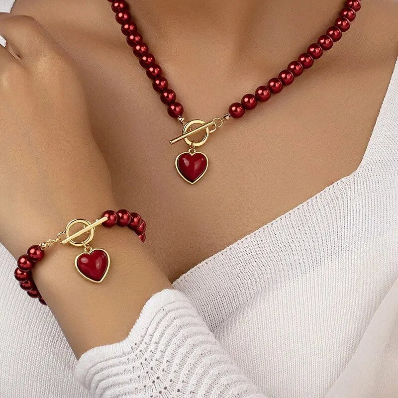 Eternal Pearl Heart Duo Set