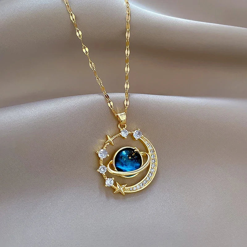 Starlit Galaxy Orbit Pendant