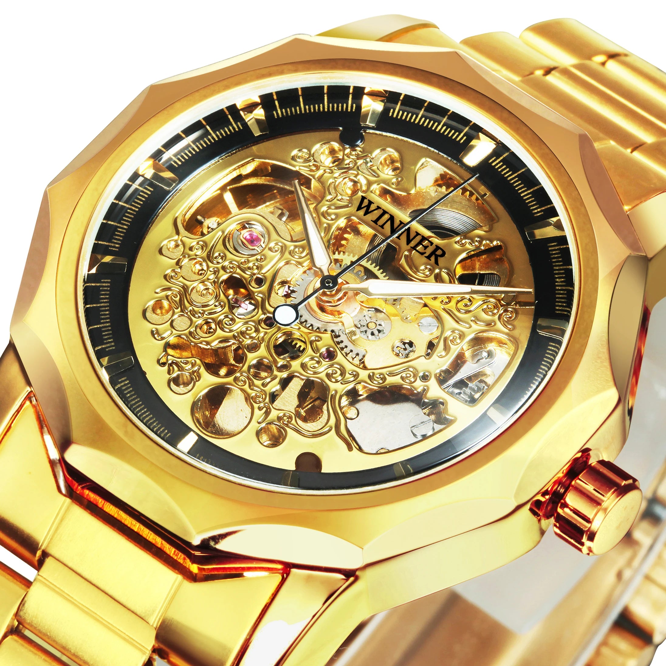 WINNER “Eclipse Steel” Skeleton Mechanical Watch