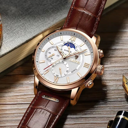 LIGE Luxury Leather Quartz