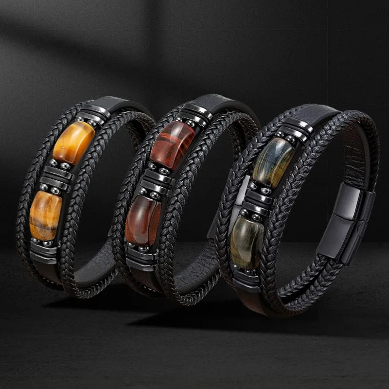TitanCore Gemstone Leather Bracelet