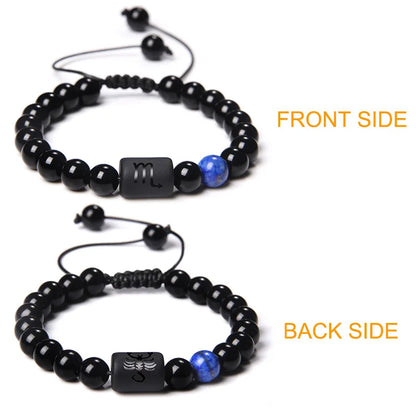 Zodiac Sign Onyx Bead Bracelet – 12 Constellation Collection