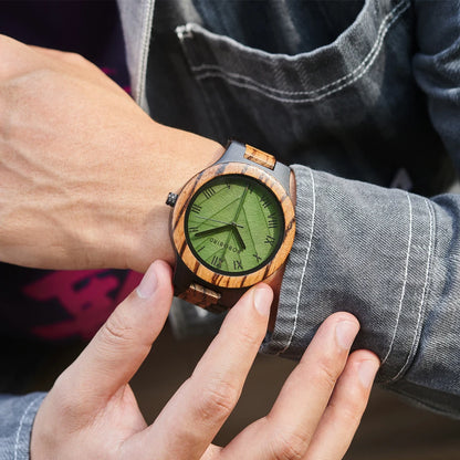 Verde Classico – Roman Leaf Dial Wood Watch Series