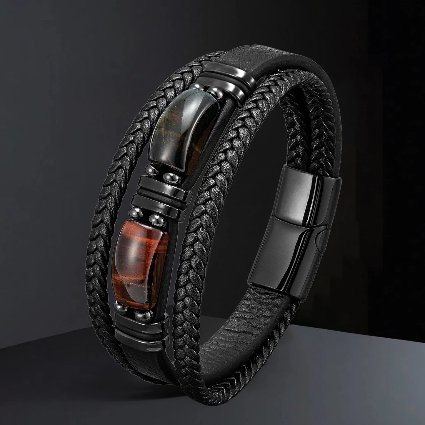TitanCore Gemstone Leather Bracelet