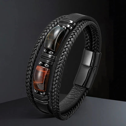 TitanCore Gemstone Leather Bracelet