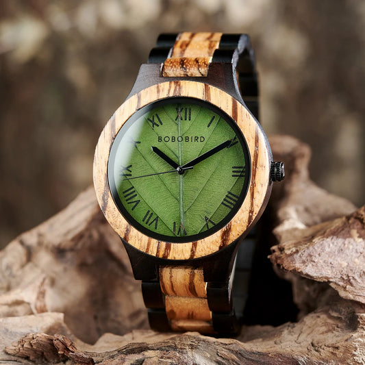 Verde Classico – Roman Leaf Dial Wood Watch Series
