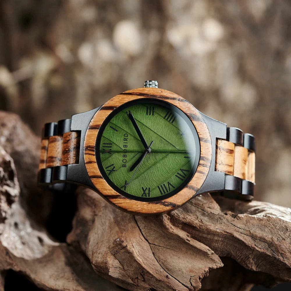 Verde Classico – Roman Leaf Dial Wood Watch Series