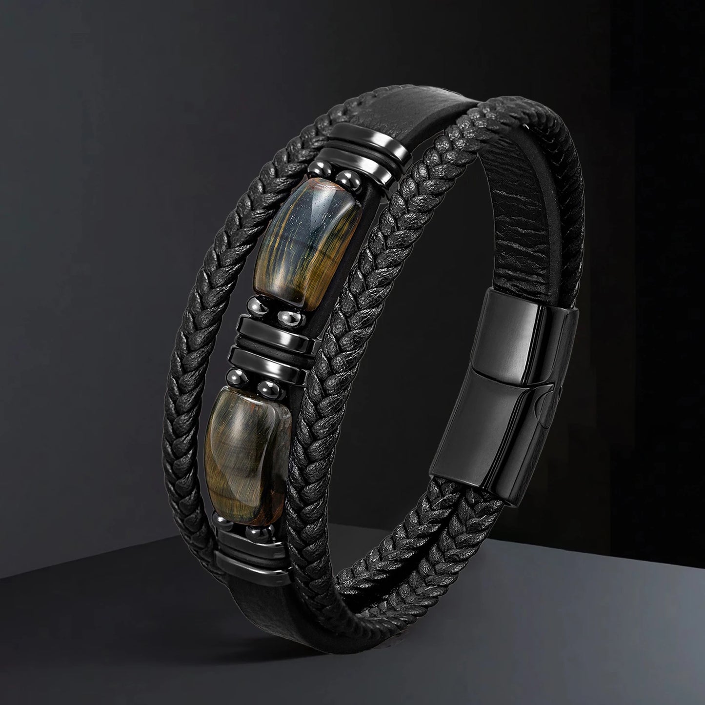 TitanCore Gemstone Leather Bracelet
