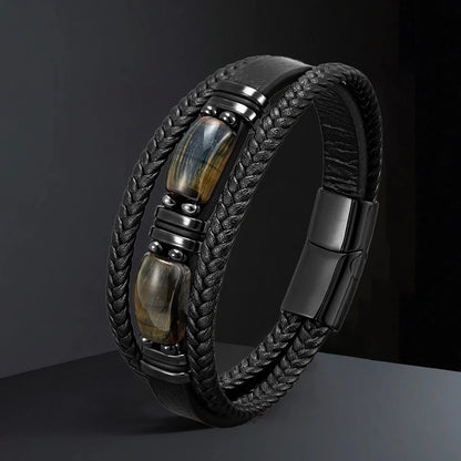 TitanCore Gemstone Leather Bracelet
