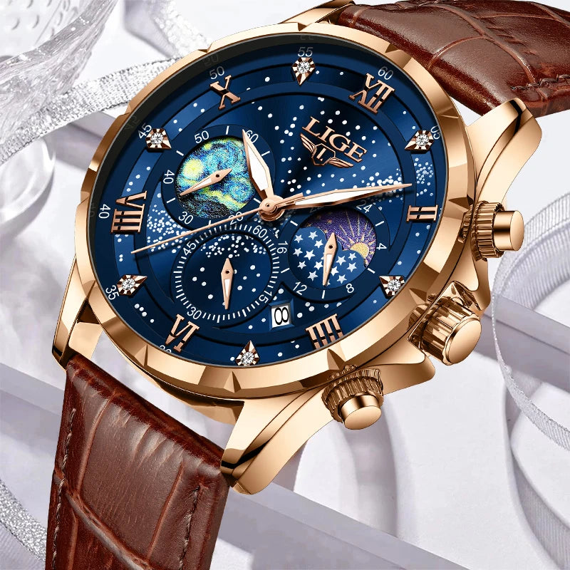 LIGE Celestial Chronograph Moonphase Watch