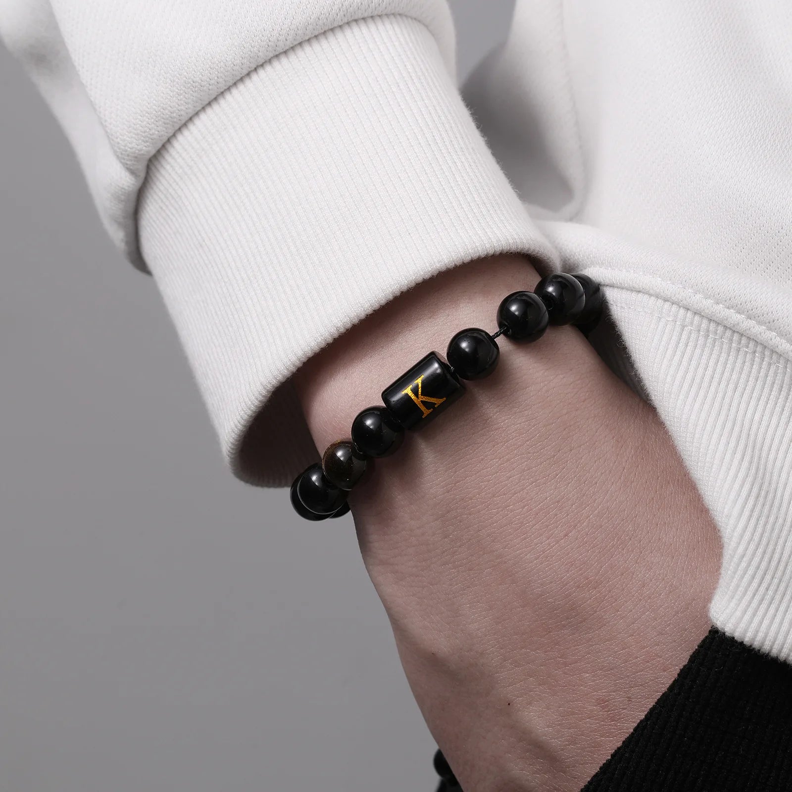 Onyx Initial Adjustable Braided Bangle – A to Z Collection